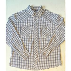 Wrangler Western Pearl Snap Shirt XL Plaid Long Sleeve Cowboy Rodeo Vintage